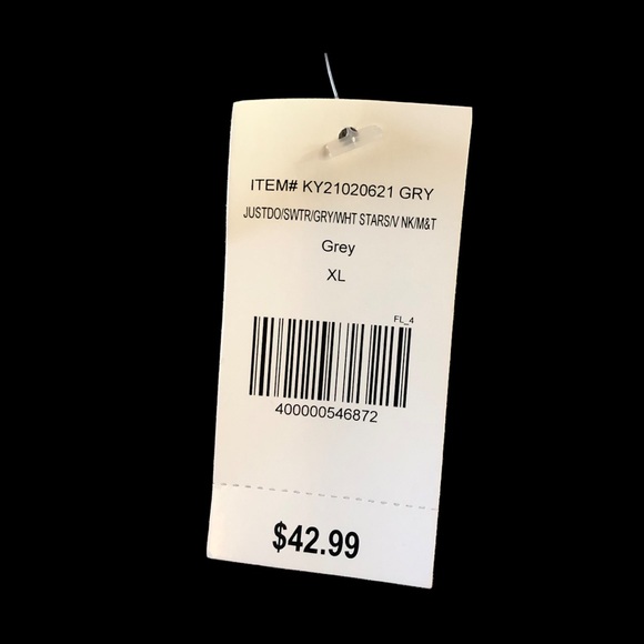 NEW V Neck Grey Sweater White Stars • mia & tess • SM / MED /LRG / X-LRG Avail - Picture 2 of 5